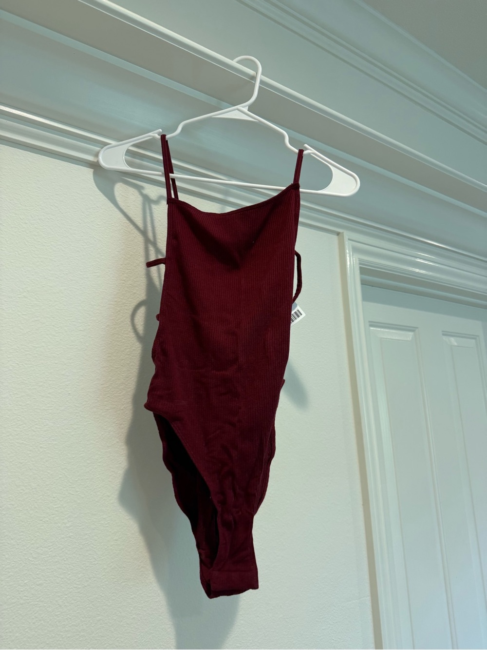 Urban Outfitters Ribbed Burgundy Bodysuit
